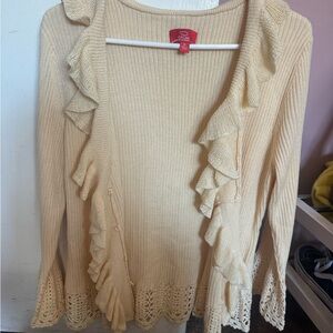 Oscar De La Renta beige cream knit cardigan